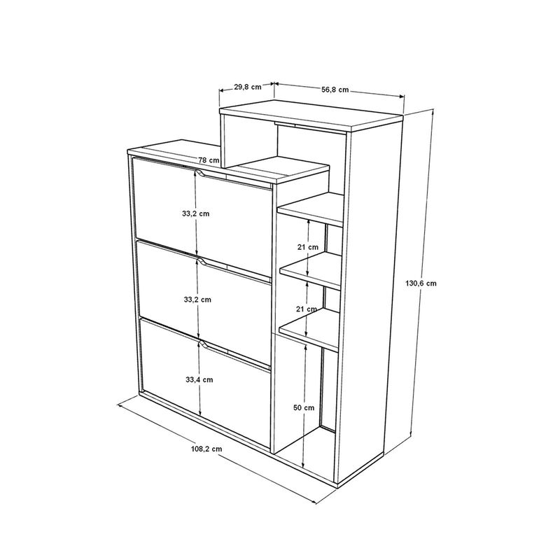 Casa si Gradina - Mobilier - Dulapuri si sifoniere - Dulapuri pantofi - Pantofar Ico3-Sa, 108 x 130,6 x 30 cm, stejar antracit, PAL melaminat - Infinity.ro