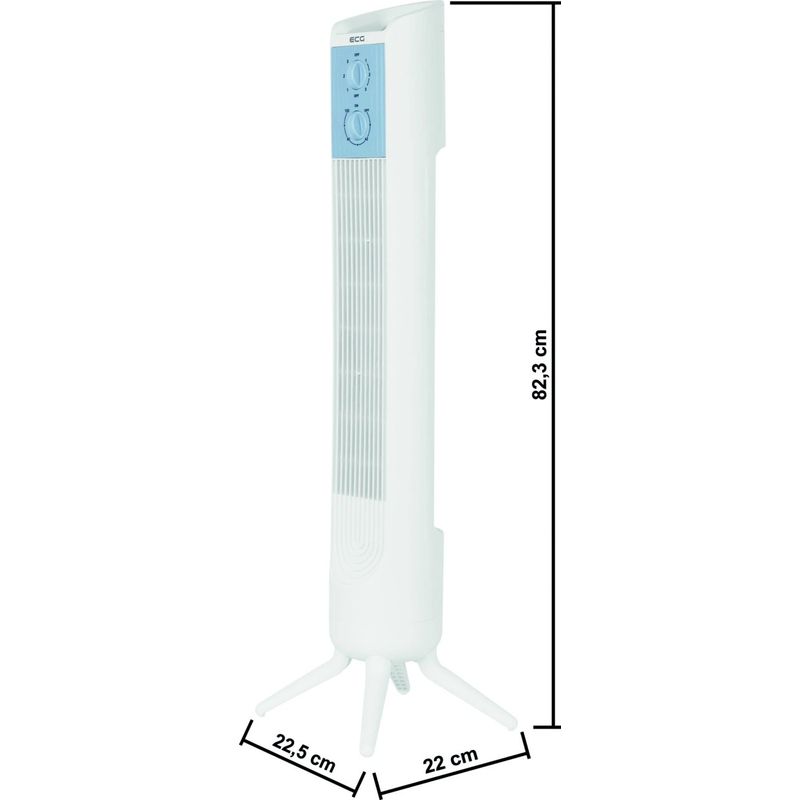 Electronice si Electrocasnice - Climatizare si sisteme de incalzire - Aparate racire aer - Ventilatoare - Ventilator turn ECG Tower Fan 1 Black, 50 W, 3 viteze, oscilatie, timer 120 min, alb - Infinity.ro