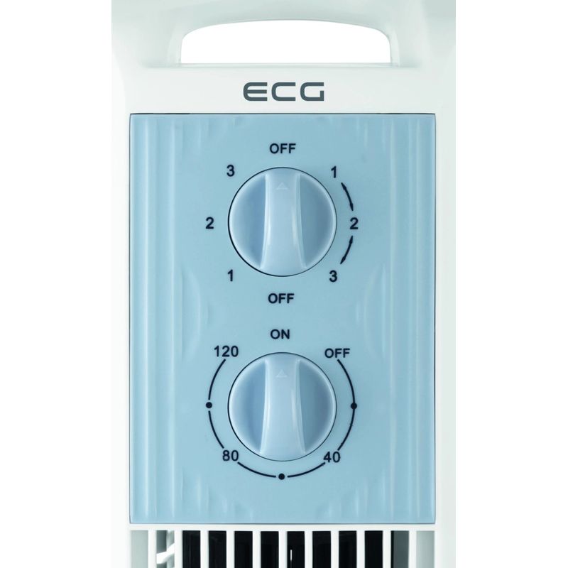 Electronice si Electrocasnice - Climatizare si sisteme de incalzire - Aparate racire aer - Ventilatoare - Ventilator turn ECG Tower Fan 1 Black, 50 W, 3 viteze, oscilatie, timer 120 min, alb - Infinity.ro