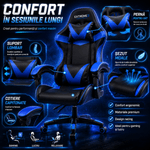 PC, gaming si accesorii - Gaming - Accesorii gaming - Scaune gaming - Scaun Gaming Ergonomic ExtremeG® RX, Piele Ecologica, Suport Lombar, Perna Tetiera, Spatar Rabatabil 165°,Negru/Albastru - Infinity.ro