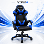 PC, gaming si accesorii - Gaming - Accesorii gaming - Scaune gaming - Scaun Gaming Ergonomic ExtremeG® RX, Piele Ecologica, Suport Lombar, Perna Tetiera, Spatar Rabatabil 165°,Negru/Albastru - Infinity.ro