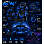 PC, gaming si accesorii - Gaming - Accesorii gaming - Scaune gaming - Scaun Gaming Ergonomic ExtremeG® RX, Piele Ecologica, Suport Lombar, Perna Tetiera, Spatar Rabatabil 165°,Negru/Albastru - Infinity.ro