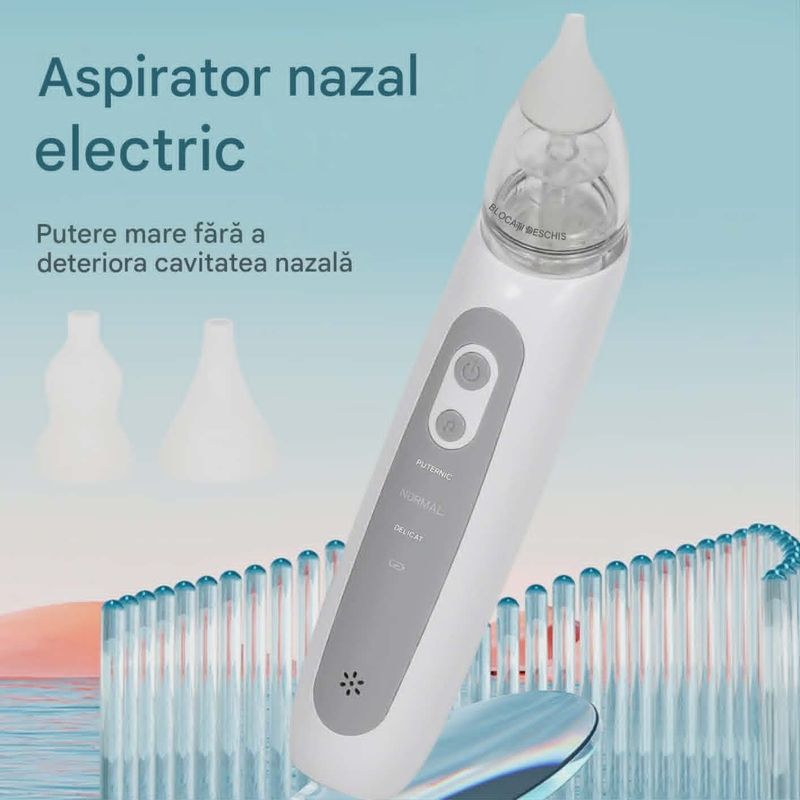 Jucarii, Copii si Bebe - Igiena si ingrijire - Accesorii ingrijire copii - Aspiratoare nazale si accesorii - Aspirator Nazal portabil pentru Bebelusi HY75, 3 trepte aspiratie, Muzica, Curatare rapida - Infinity.ro