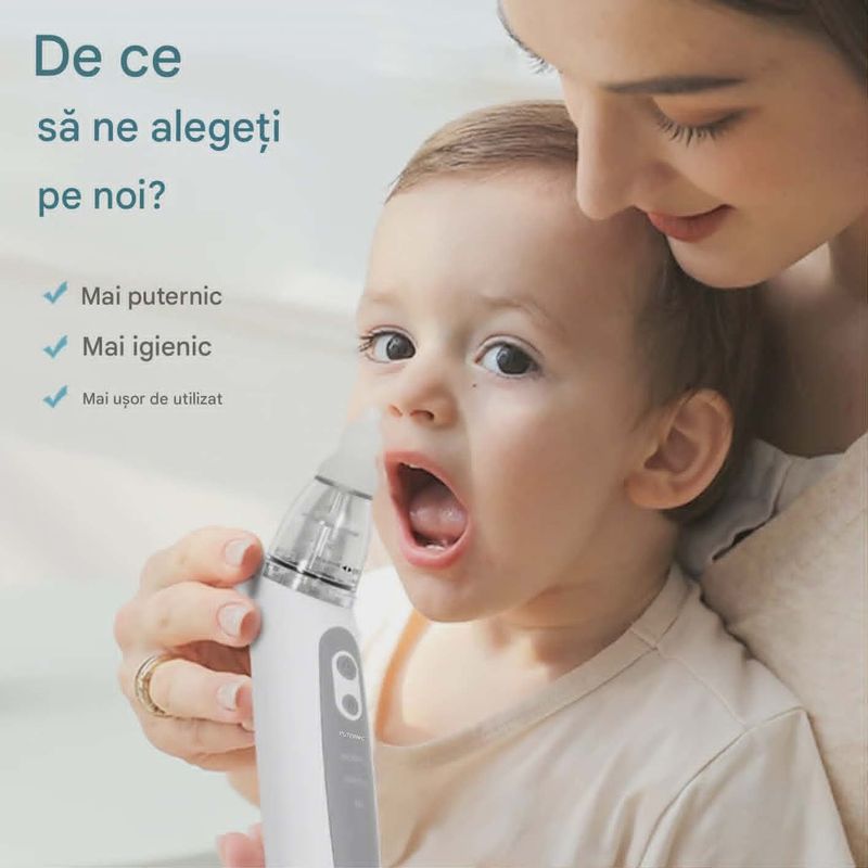 Jucarii, Copii si Bebe - Igiena si ingrijire - Accesorii ingrijire copii - Aspiratoare nazale si accesorii - Aspirator Nazal portabil pentru Bebelusi HY75, 3 trepte aspiratie, Muzica, Curatare rapida - Infinity.ro