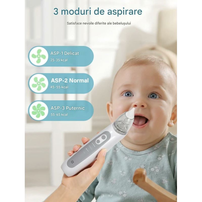 Jucarii, Copii si Bebe - Igiena si ingrijire - Accesorii ingrijire copii - Aspiratoare nazale si accesorii - Aspirator Nazal portabil pentru Bebelusi HY75, 3 trepte aspiratie, Muzica, Curatare rapida - Infinity.ro