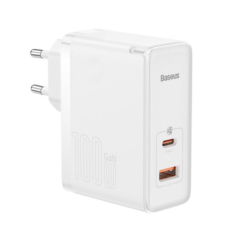 Laptop, Telefoane si Tablete - Telefoane mobile si accesorii - Accesorii Telefoane - Incarcatoare telefoane - Incarcator EU 2in1, 100W, Cablu Type-C, 1m, P81, Silicon, Baseus GaN5 Pro CCGP090202, P81, Silicon, White - Infinity.ro