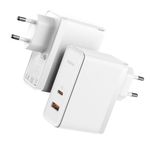 Laptop, Telefoane si Tablete - Telefoane mobile si accesorii - Accesorii Telefoane - Incarcatoare telefoane - Incarcator EU 2in1, 100W, Cablu Type-C, 1m, P81, Silicon, Baseus GaN5 Pro CCGP090202, P81, Silicon, White - Infinity.ro