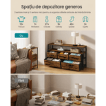 Casa si Gradina - Mobilier - Comode si corpuri - Comode - Comoda cu iluminare LED, statie incarcare cu prize si USB, 5 sertare si raft deschis, stil industrial, 99x30x68 cm - Infinity.ro