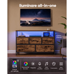 Casa si Gradina - Mobilier - Comode si corpuri - Comode - Comoda cu iluminare LED, statie incarcare cu prize si USB, 5 sertare si raft deschis, stil industrial, 99x30x68 cm - Infinity.ro