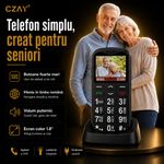 Laptop, Telefoane si Tablete - Telefoane mobile si accesorii - Telefoane Mobile - Telefon Mobil pentru Seniori CZAY®, Meniu Romana si Maghiara, Butoane Mari, Autonomie 7 Zile, Volum Mare, Buton SOS, 2G - Infinity.ro