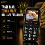 Laptop, Telefoane si Tablete - Telefoane mobile si accesorii - Telefoane Mobile - Telefon Mobil pentru Seniori CZAY®, Meniu Romana si Maghiara, Butoane Mari, Autonomie 7 Zile, Volum Mare, Buton SOS, 2G - Infinity.ro