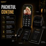 Laptop, Telefoane si Tablete - Telefoane mobile si accesorii - Telefoane Mobile - Telefon Mobil pentru Seniori CZAY®, Meniu Romana si Maghiara, Butoane Mari, Autonomie 7 Zile, Volum Mare, Buton SOS, 2G - Infinity.ro