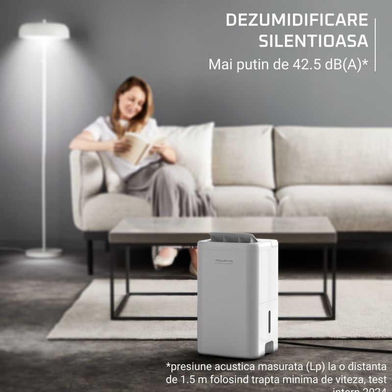 Electronice si Electrocasnice - Climatizare si sisteme de incalzire - Aparate filtrare aer - Dezumidificatoare - Dezumidificator Rowenta Extreme Dry Compact DH5250F0, 300 W, 14 l/24 h, rezervor 3 l, indicator de umiditate, 3 moduri - Infinity.ro