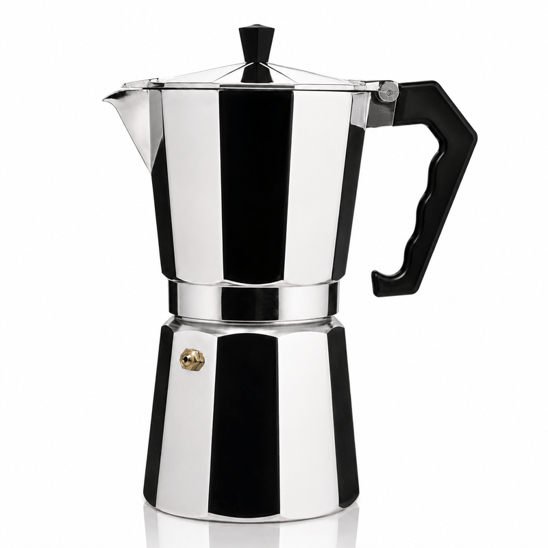 Electronice si Electrocasnice - Electrocasnice bucatarie - Preparare bauturi - Cafetiere - Cafetiera Moka HAEGER MOKA POT 9, Capacitate 9 cesti, Corp din aluminiu, Compatibila cu gaz/electric/vitroceramica - Infinity.ro