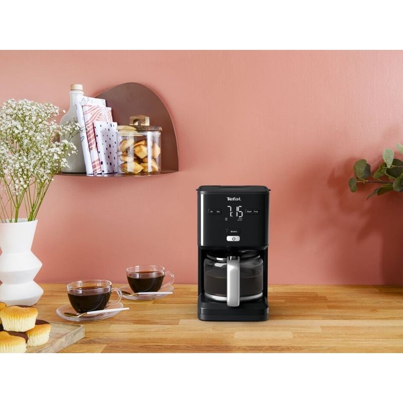 Electronice si Electrocasnice - Electrocasnice bucatarie - Preparare bauturi - Cafetiere - Cafetiera TEFAL Smart'n Light CM600810, 1000W, ecran digital, capacitate 1.25L, functie auto OFF, sistem antipicurare - Infinity.ro