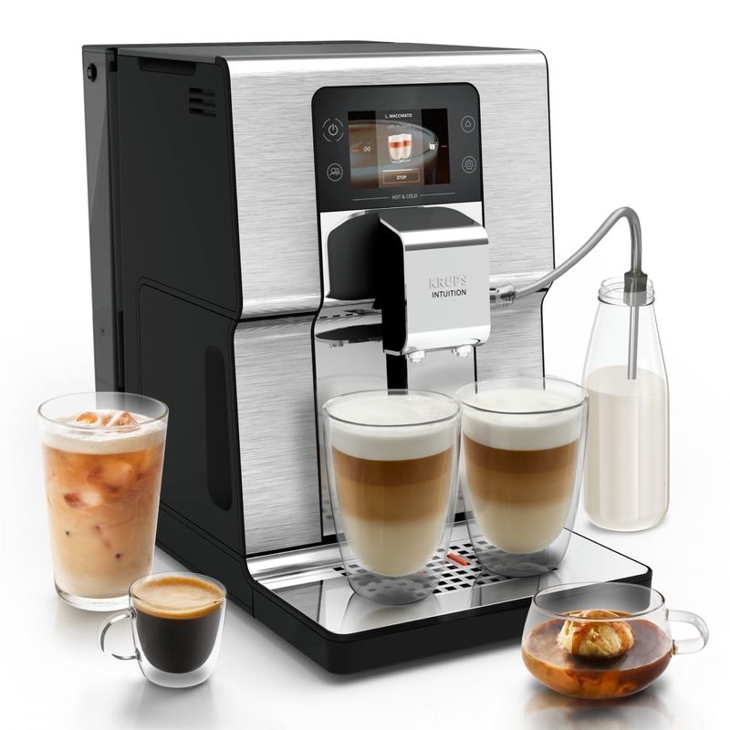 Electronice si Electrocasnice - Electrocasnice bucatarie - Preparare bauturi - Espressoare - Espressor automat Krups Intuition Experience Hot&Cold EA879EE0, 1550 W, presiune 15 bari, capacitate rezervor apa 3 L - Infinity.ro