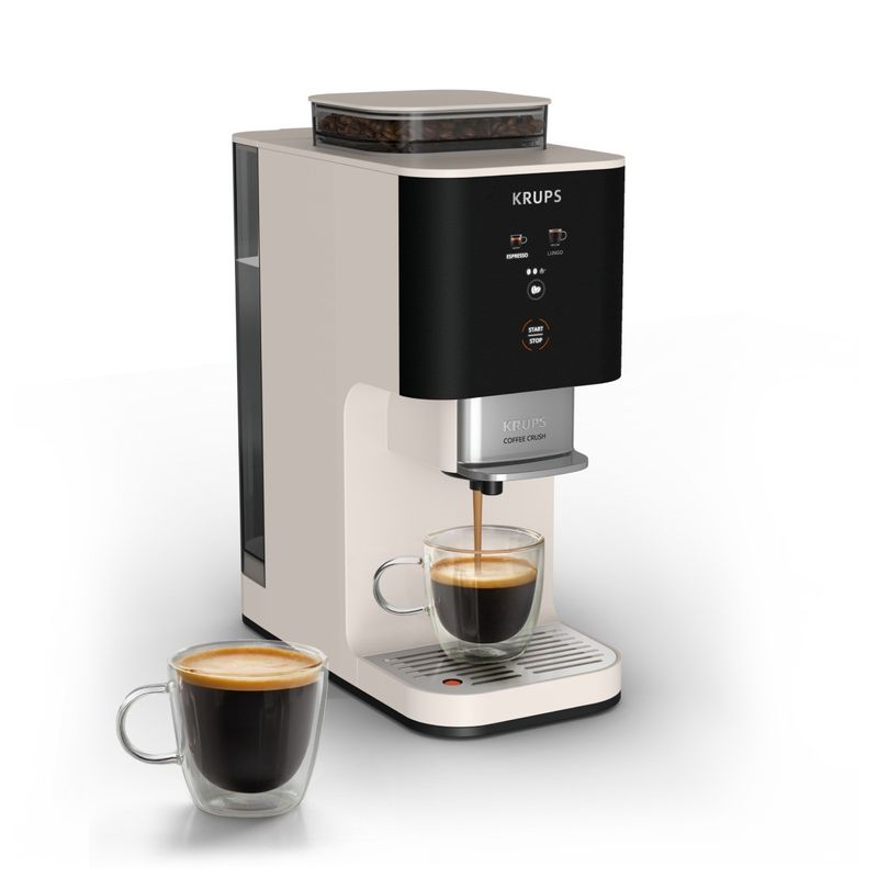 Electronice si Electrocasnice - Electrocasnice bucatarie - Preparare bauturi - Espressoare - Espressor semi-automat Krups Coffee Crush SA4001E0, 1370 W, 15 bari, sistem bean-to-cup, rasnita inox, preparare - Infinity.ro