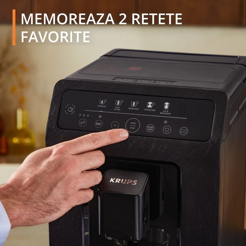 Electronice si Electrocasnice - Electrocasnice bucatarie - Preparare bauturi - Espressoare - Espressor automat Krups Evidence Eco Design EA8968E0, 1450W, 15 bari, 5 retete, 5 trepte rasnita, rezervor cafea 260g - Infinity.ro