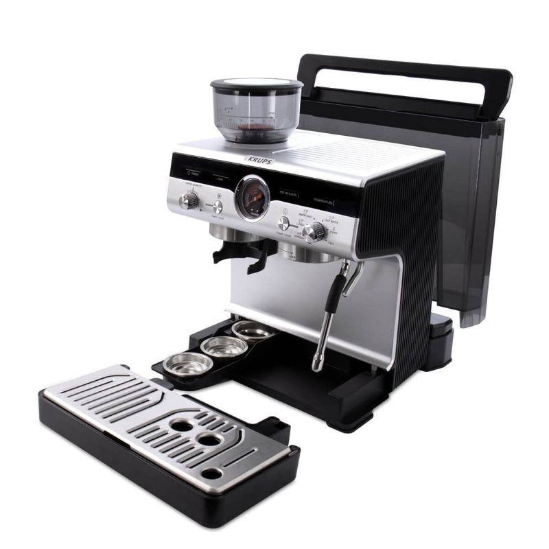 Electronice si Electrocasnice - Electrocasnice bucatarie - Preparare bauturi - Espressoare - Espressor manual cu rasnita Krups Precision XP801T10, 15 bari, rezervor apa 3.5 L, 30 trepte de rasnire, 3 trepte - Infinity.ro