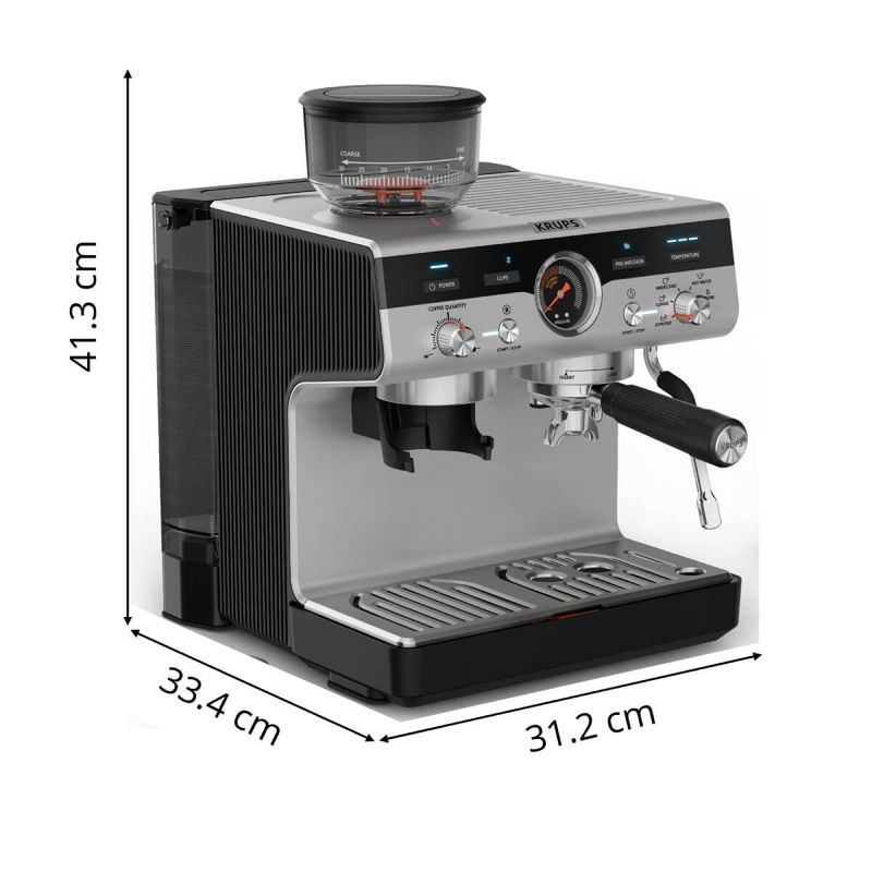 Electronice si Electrocasnice - Electrocasnice bucatarie - Preparare bauturi - Espressoare - Espressor manual cu rasnita Krups Precision XP801T10, 15 bari, rezervor apa 3.5 L, 30 trepte de rasnire, 3 trepte - Infinity.ro
