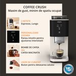 Electronice si Electrocasnice - Electrocasnice bucatarie - Preparare bauturi - Espressoare - Espressor semi-automat Krups Coffee Crush SA4001E0, 1370 W, 15 bari, sistem bean-to-cup, rasnita inox, preparare - Infinity.ro