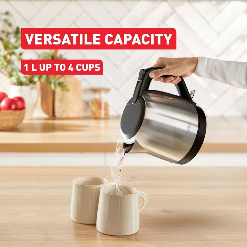 Electronice si Electrocasnice - Electrocasnice bucatarie - Preparare bauturi - Fierbatoare de apa - Fierbator de apa Tefal Subito Mini KO5S2DE0, 2400 W, 1 L, inox, baza rotativa, oprire automata, filtru detasabil - Infinity.ro