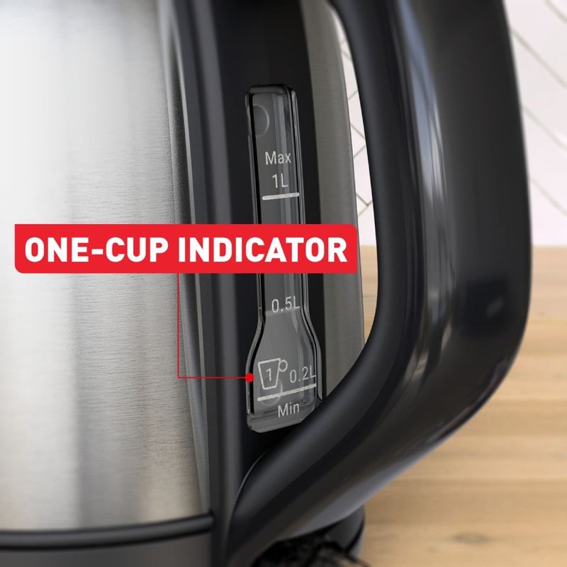 Electronice si Electrocasnice - Electrocasnice bucatarie - Preparare bauturi - Fierbatoare de apa - Fierbator de apa Tefal Subito Mini KO5S2DE0, 2400 W, 1 L, inox, baza rotativa, oprire automata, filtru detasabil - Infinity.ro