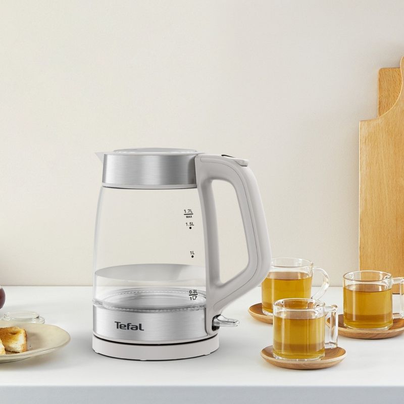 Electronice si Electrocasnice - Electrocasnice bucatarie - Preparare bauturi - Fierbatoare de apa - Fierbator apa Tefal KI605B30, 2200W, 1.7L, vas din sticla cu gradatii, iluminare ambientala, filtru detasabil, functie - Infinity.ro