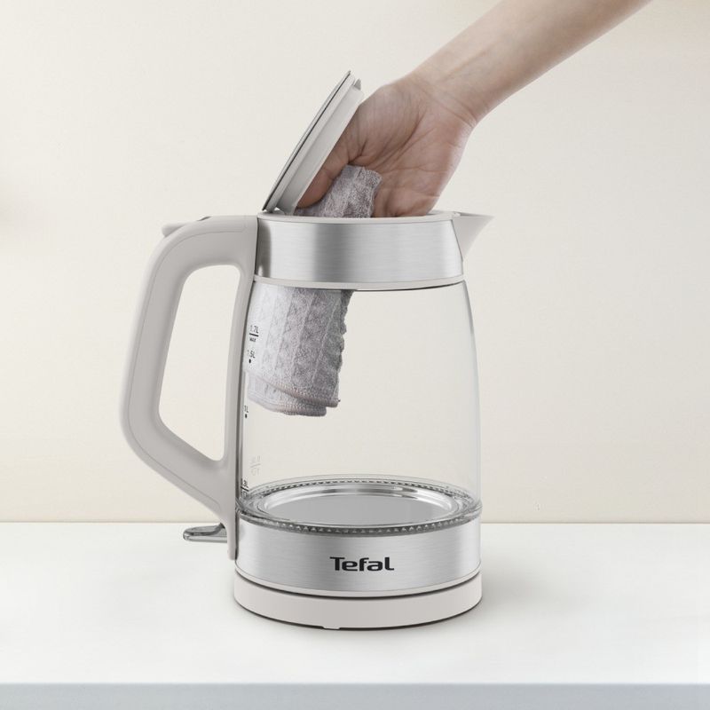 Electronice si Electrocasnice - Electrocasnice bucatarie - Preparare bauturi - Fierbatoare de apa - Fierbator apa Tefal KI605B30, 2200W, 1.7L, vas din sticla cu gradatii, iluminare ambientala, filtru detasabil, functie - Infinity.ro