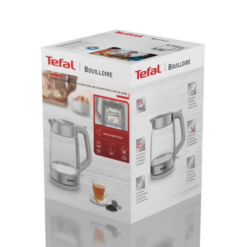 Electronice si Electrocasnice - Electrocasnice bucatarie - Preparare bauturi - Fierbatoare de apa - Fierbator apa Tefal KI605B30, 2200W, 1.7L, vas din sticla cu gradatii, iluminare ambientala, filtru detasabil, functie - Infinity.ro
