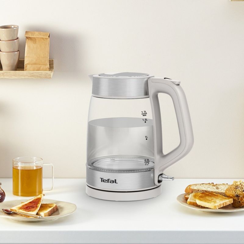 Electronice si Electrocasnice - Electrocasnice bucatarie - Preparare bauturi - Fierbatoare de apa - Fierbator apa Tefal KI605B30, 2200W, 1.7L, vas din sticla cu gradatii, iluminare ambientala, filtru detasabil, functie - Infinity.ro