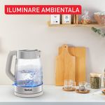 Electronice si Electrocasnice - Electrocasnice bucatarie - Preparare bauturi - Fierbatoare de apa - Fierbator apa Tefal KI605B30, 2200W, 1.7L, vas din sticla cu gradatii, iluminare ambientala, filtru detasabil, functie - Infinity.ro