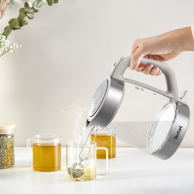 Electronice si Electrocasnice - Electrocasnice bucatarie - Preparare bauturi - Fierbatoare de apa - Fierbator apa Tefal KI605B30, 2200W, 1.7L, vas din sticla cu gradatii, iluminare ambientala, filtru detasabil, functie - Infinity.ro