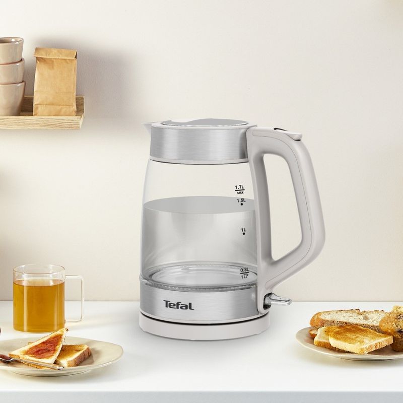 Electronice si Electrocasnice - Electrocasnice bucatarie - Preparare bauturi - Fierbatoare de apa - Fierbator apa Tefal KI605B30, 2200W, 1.7L, vas din sticla cu gradatii, iluminare ambientala, filtru detasabil, functie - Infinity.ro
