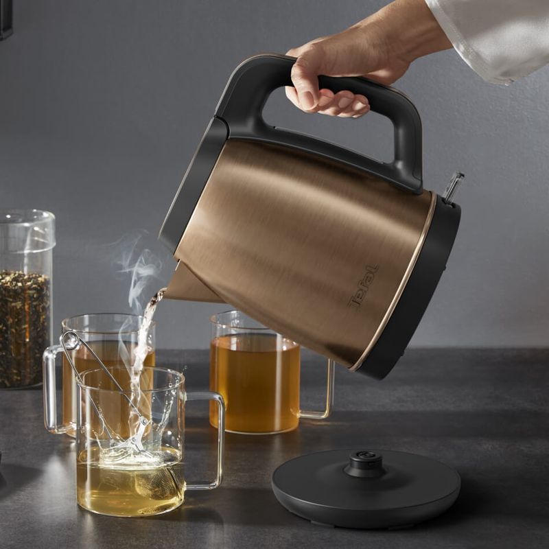 Electronice si Electrocasnice - Electrocasnice bucatarie - Preparare bauturi - Fierbatoare de apa - Fierbator apa Tefal Coppertinto KI280G10, 2400W, 1.7L, filtru anticalcar, inox, indicator nivel apa, baza rotativa - Infinity.ro