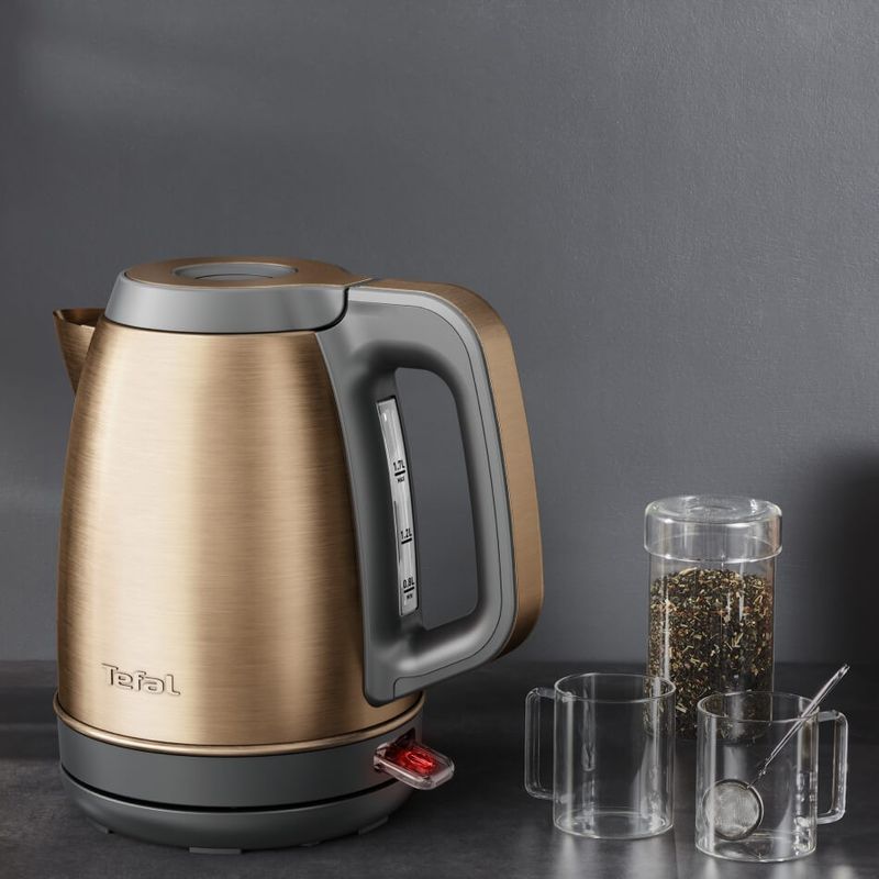 Electronice si Electrocasnice - Electrocasnice bucatarie - Preparare bauturi - Fierbatoare de apa - Fierbator apa Tefal Coppertinto KI280G10, 2400W, 1.7L, filtru anticalcar, inox, indicator nivel apa, baza rotativa - Infinity.ro