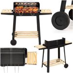 Casa si Gradina - Gradina si terasa - Gratare si accesorii - Gratare de gradina - Gratar portabil pe carbuni cu rotisor, rafturi laterale, suprafata gatire reglabila pe 5 niveluri, 95x41x78 cm - Infinity.ro
