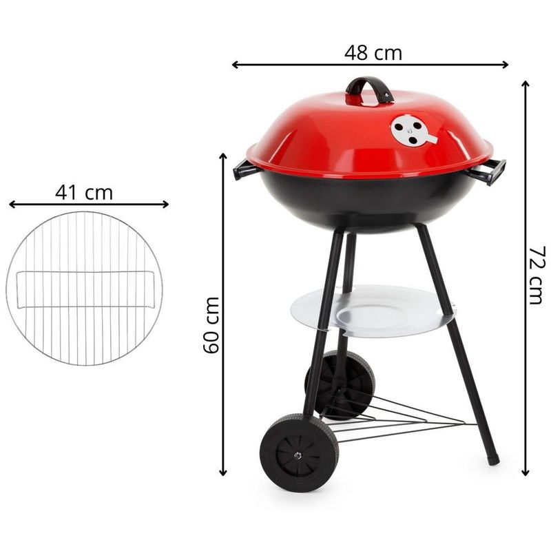 Casa si Gradina - Gradina si terasa - Gratare si accesorii - Gratare de gradina - Gratar portabil pe carbuni cu capac, raft inferior si reglare ventilatie, din otel, diametru gratar 41 cm - Infinity.ro