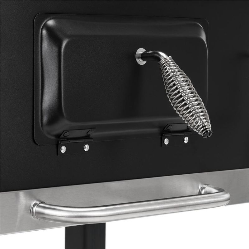Casa si Gradina - Gradina si terasa - Gratare si accesorii - Gratare de gradina - Gratar pe carbuni cu raft lateral pliabil, suport reglabil pentru carbuni, termometru, 114x52x106 cm, negru - Infinity.ro