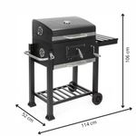Casa si Gradina - Gradina si terasa - Gratare si accesorii - Gratare de gradina - Gratar pe carbuni cu raft lateral pliabil, suport reglabil pentru carbuni, termometru, 114x52x106 cm, negru - Infinity.ro
