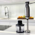 Electronice si Electrocasnice - Electrocasnice bucatarie - Mixere, tocatoare & roboti de bucatarie - Blendere si mini tocatoare - Blender vertical cu tocator HAEGER EXTREME CHOPPER, Set tocator inclus (lama titan 54mm), Putere 1000W, Functie Turbo - Infinity.ro