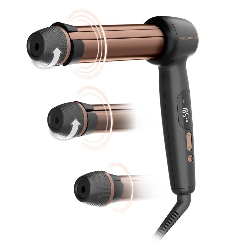 Ingrijire personala si Cosmetice - Aparate & accesorii ingrijire personala - Hair styling - Ondulatoare - Ondulator de par Rowenta Twist Curl CF4620E0, ajustabil pe 3 diametre, temperatura ajustabila, invelis ceramic, 75 W - Infinity.ro