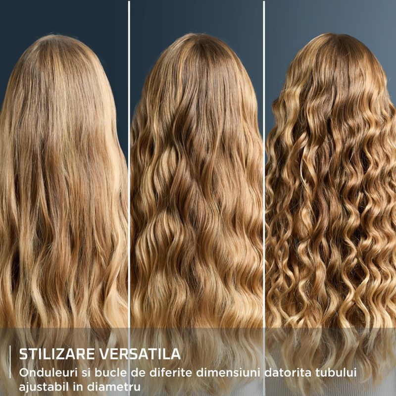 Ingrijire personala si Cosmetice - Aparate & accesorii ingrijire personala - Hair styling - Ondulatoare - Ondulator de par Rowenta Twist Curl CF4620E0, ajustabil pe 3 diametre, temperatura ajustabila, invelis ceramic, 75 W - Infinity.ro