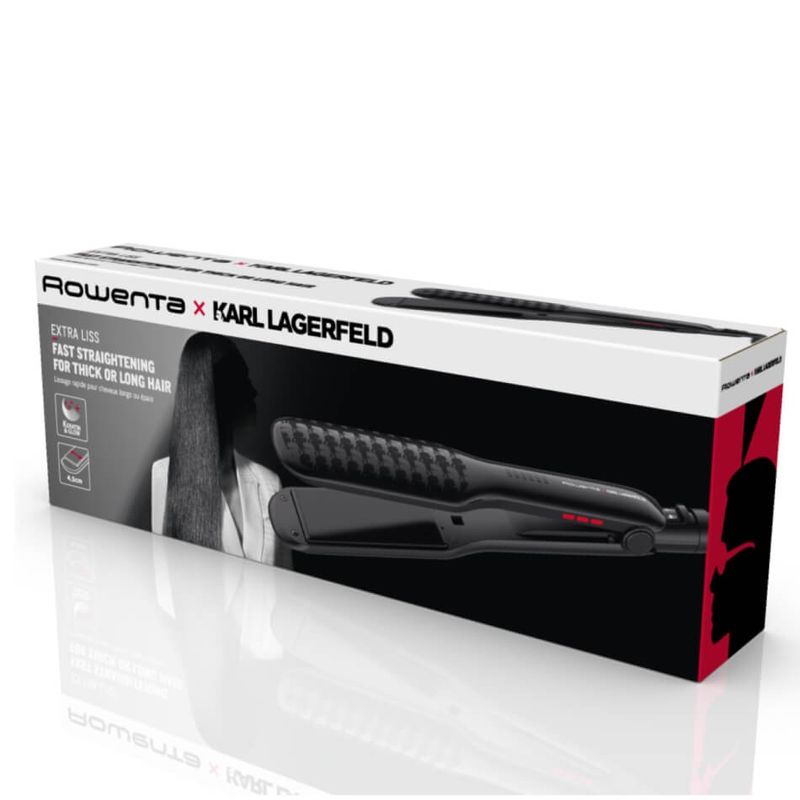 Ingrijire personala si Cosmetice - Aparate & accesorii ingrijire personala - Hair styling - Placi de indreptat parul - Placa de par Rowenta x Karl Lagerfeld Extra Liss SF411LF0, invelis Keratin & Glow, temperatura ajustabila 130°C - - Infinity.ro