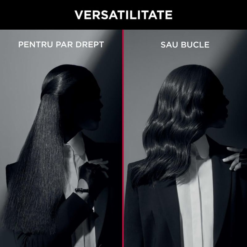 Ingrijire personala si Cosmetice - Aparate & accesorii ingrijire personala - Hair styling - Placi de indreptat parul - Placa de par Rowenta x Karl Lagerfeld Extra Liss SF411LF0, invelis Keratin & Glow, temperatura ajustabila 130°C - - Infinity.ro