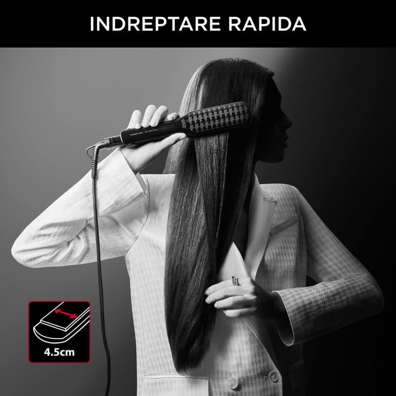 Ingrijire personala si Cosmetice - Aparate & accesorii ingrijire personala - Hair styling - Placi de indreptat parul - Placa de par Rowenta x Karl Lagerfeld Extra Liss SF411LF0, invelis Keratin & Glow, temperatura ajustabila 130°C - - Infinity.ro