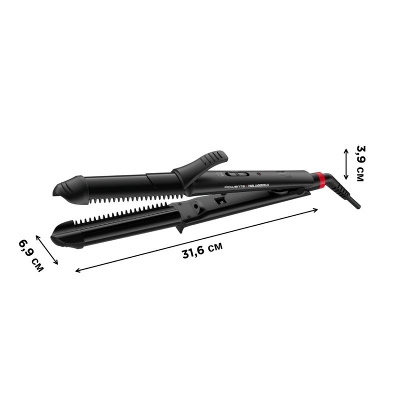 Ingrijire personala si Cosmetice - Aparate & accesorii ingrijire personala - Hair styling - Placi de indreptat parul - Aparat de coafat multifunctional 3 in 1 Rowenta x Karl Lagerfeld Fashion Stylist CF451LF0, 66 W, temperatura reglabila - Infinity.ro
