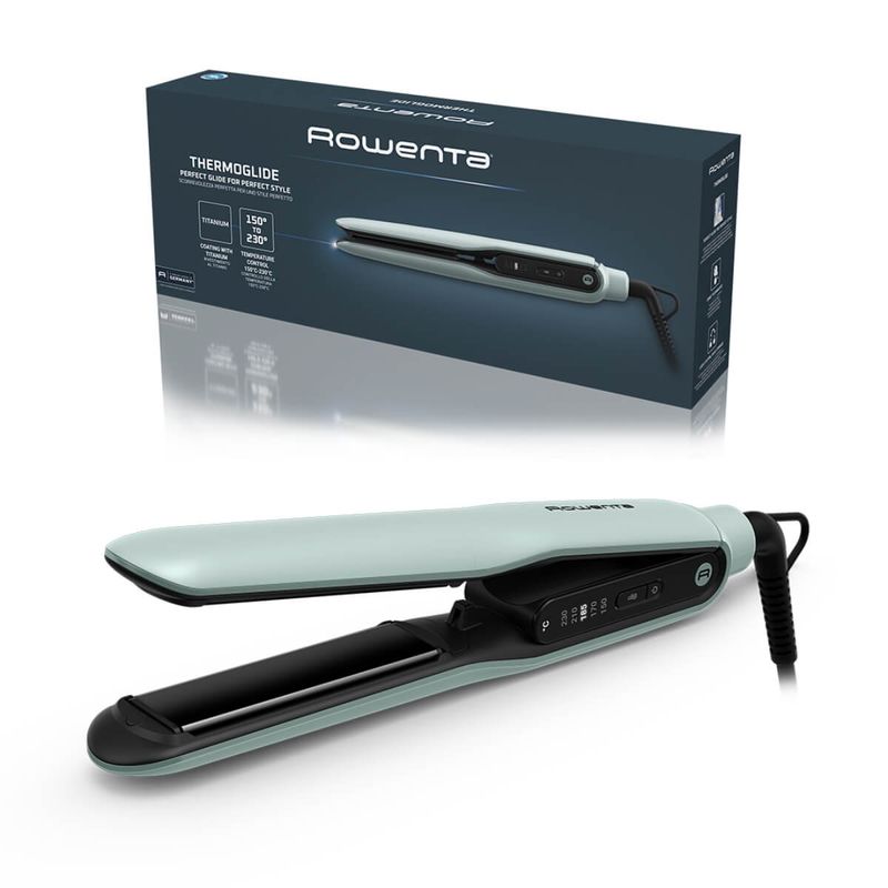 Ingrijire personala si Cosmetice - Aparate & accesorii ingrijire personala - Hair styling - Placi de indreptat parul - Placa de indreptat parul Rowenta ThermoGlide SF5120E0, 5 trepte de temperatura, oprire automata, placi flotante - Infinity.ro