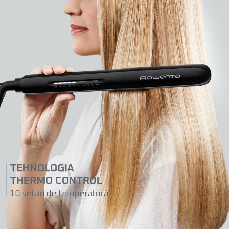 Ingrijire personala si Cosmetice - Aparate & accesorii ingrijire personala - Hair styling - Placi de indreptat parul - Placa de par Rowenta Optiliss+ SF3320F0, invelis Ceramic Tourmaline, temperatura ajustabila 130°C - 230°C, oprire - Infinity.ro