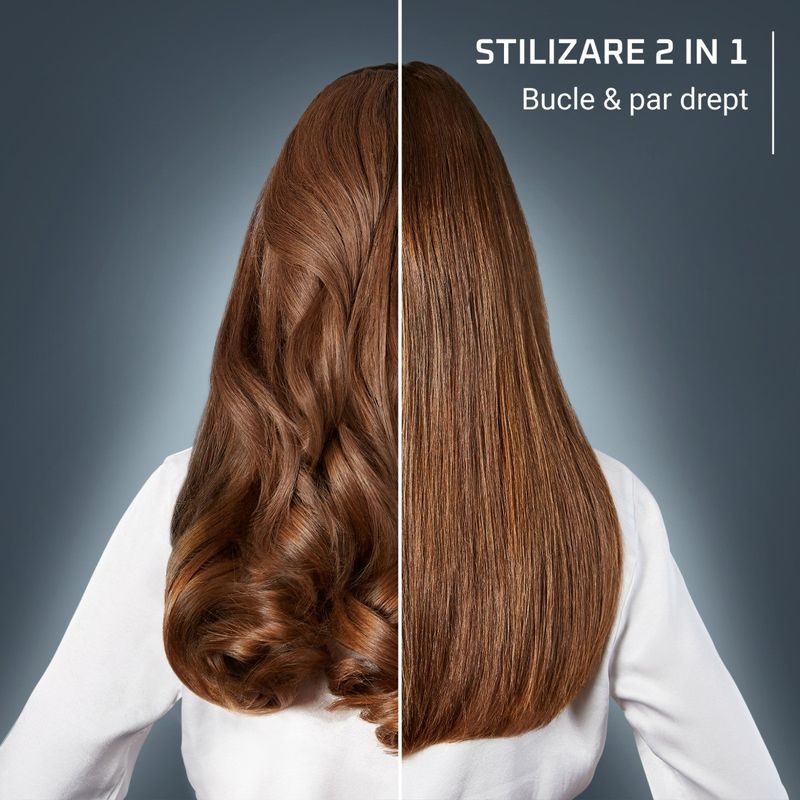 Ingrijire personala si Cosmetice - Aparate & accesorii ingrijire personala - Hair styling - Placi de indreptat parul - Placa de par 2 in 1 Rowenta Thermostyle SF7120E0, 6 trepte de temperatura, functie boost, incalzire rapida in 30s - Infinity.ro